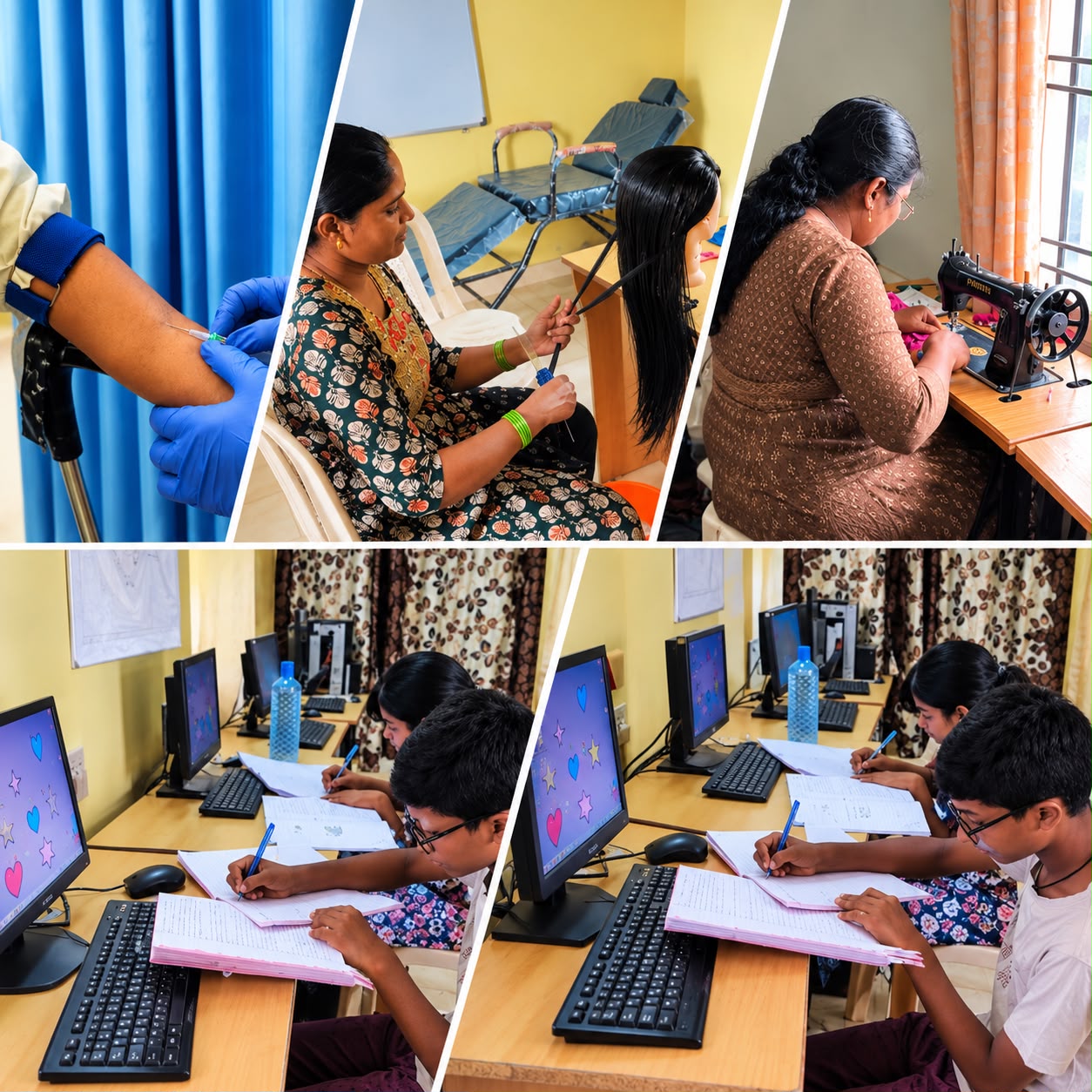 Students engaged in practical vocational training at Asha Jyothi Skill Centre