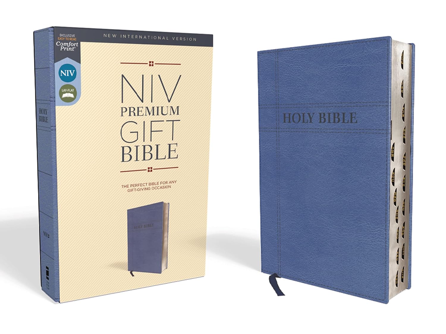 NIV, Premium Gift Bible, Leathersoft, Navy, Red Letter Edition, Thumb Indexed, Comfort Print