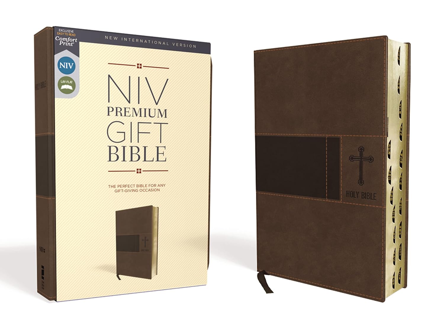NIV, Premium Gift Bible, Leathersoft, Brown, Red Letter Edition, Indexed, Comfort Print