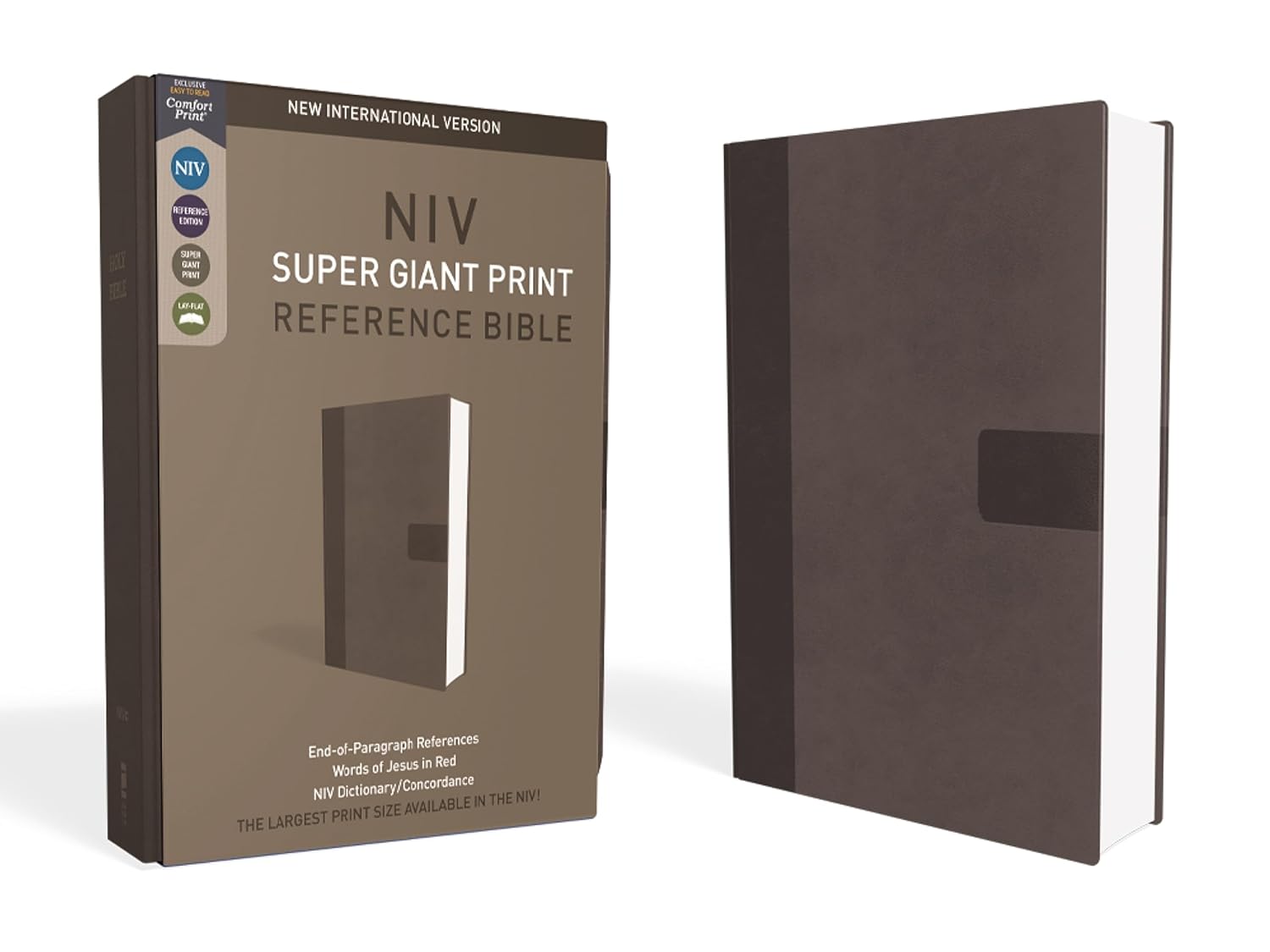 NIV, Super Giant Print Reference Bible, Leathersoft, Gray, Red Letter Edition, Comfort Print
