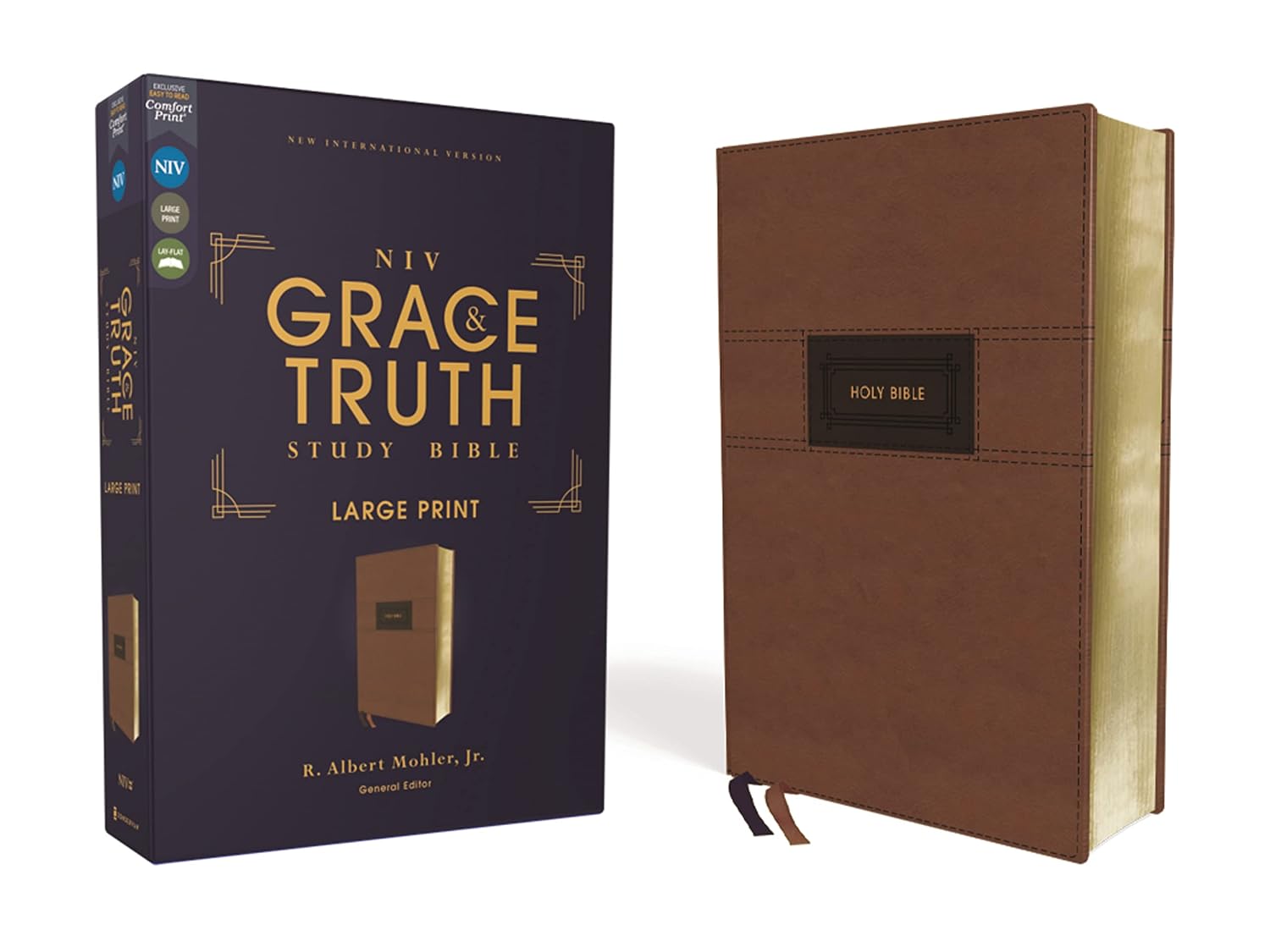 NIV, the Grace and Truth Study Bible, Large Print, Leathersoft, Brown, Red Letter, Comfort Print