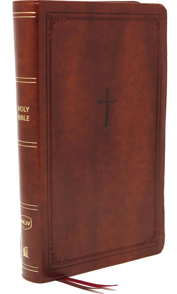 NKJV, Reference Bible, Personal Size Large Print, Leathersoft, Brown, Red Letter Edition, Comfort Print